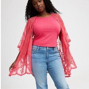 Torrid coral pink lace ruana